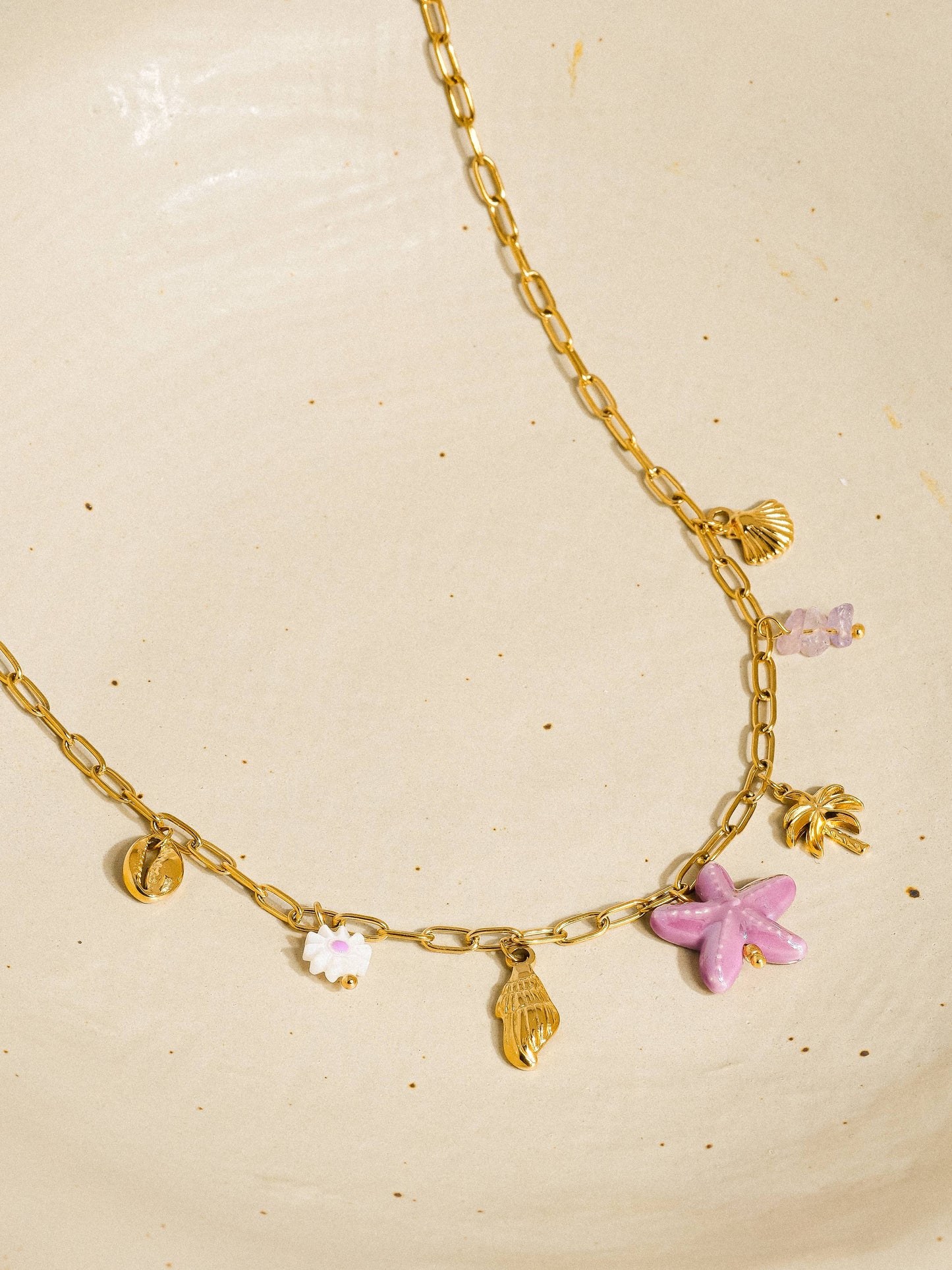 ONYA 18K GOLD PALM BEACH CHARM NECKLACE