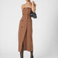 AZRA TWILL STRAPLESS MIDI DRESS