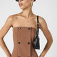 AZRA TWILL STRAPLESS MIDI DRESS