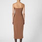 AZRA TWILL STRAPLESS MIDI DRESS