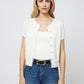 COTTON BLEND POINTELLE CARDIGAN