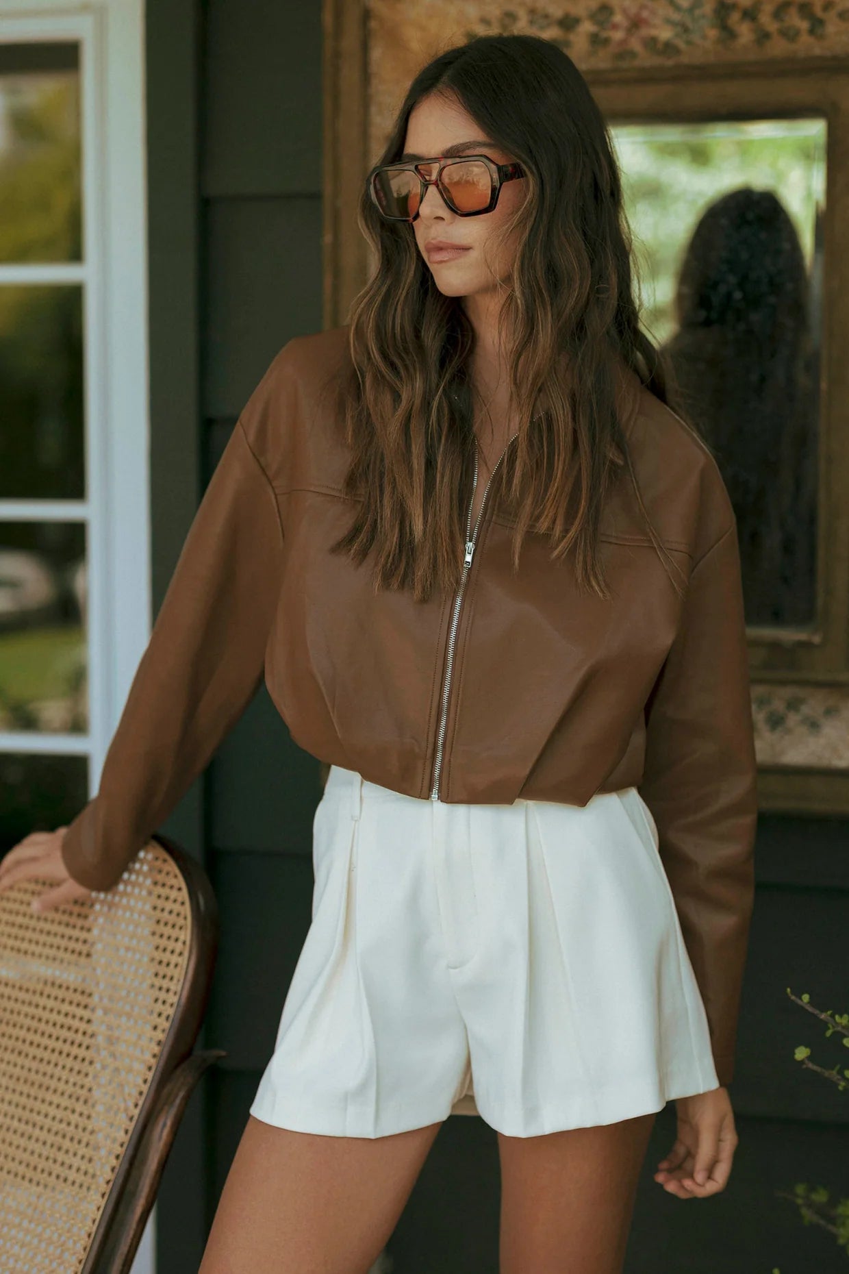 NICOLETTA FAUX LEATHER BUBBLE JACKET