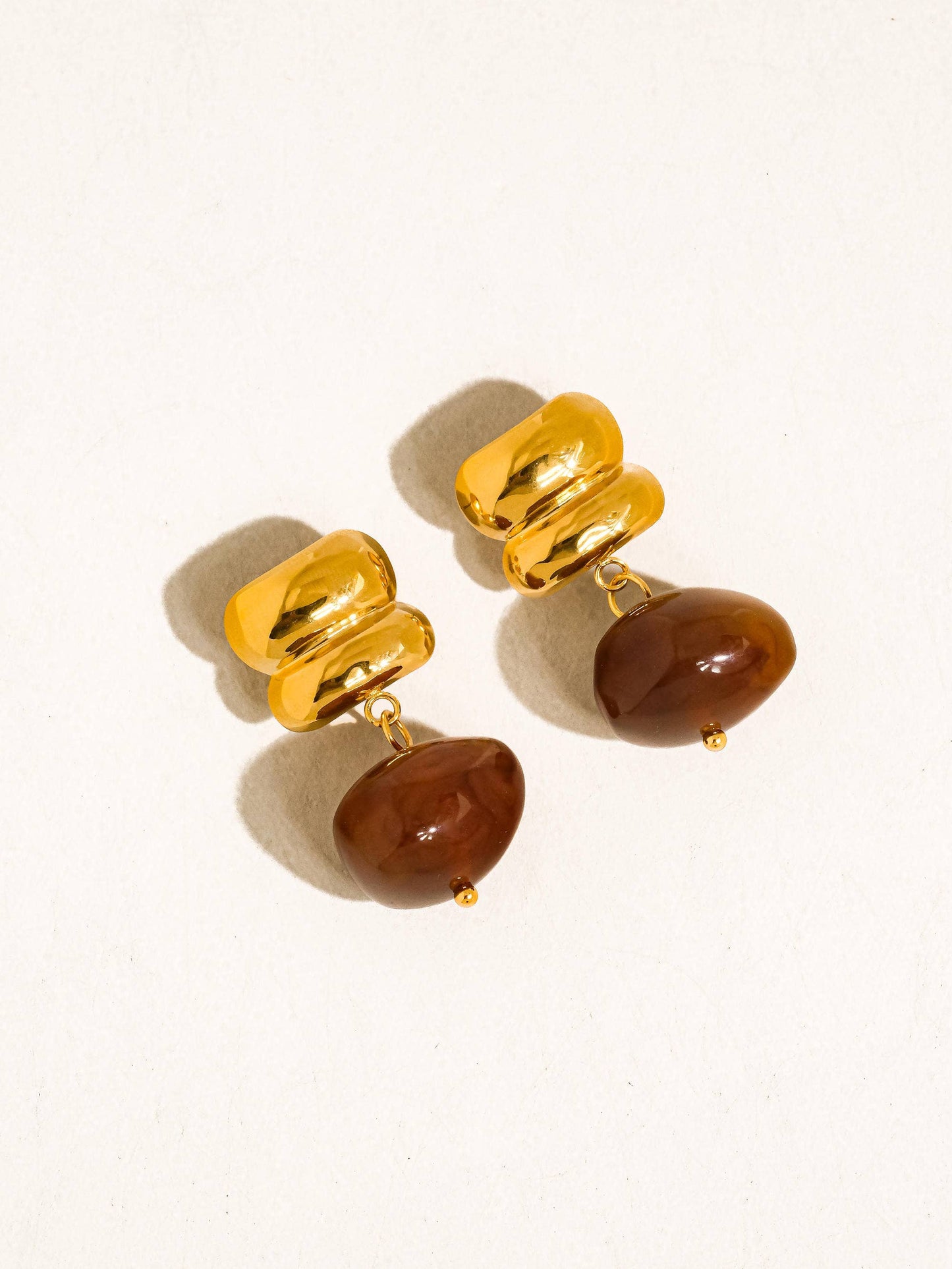 ANNINA DROP AGATE GOLD EARRINGS