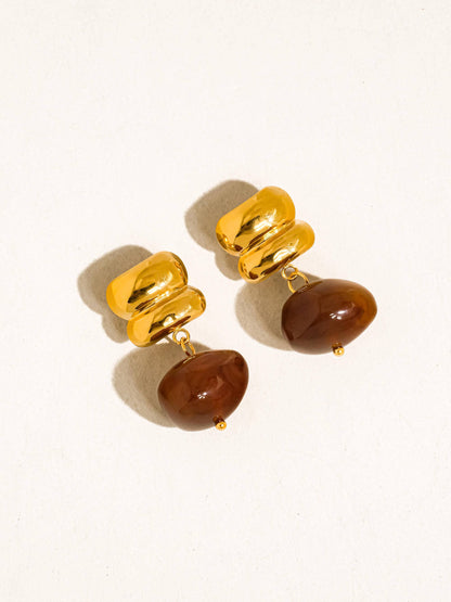 ANNINA DROP AGATE GOLD EARRINGS