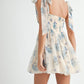 FLORAL PRINTED TIED SHOULDER MINI DRESS